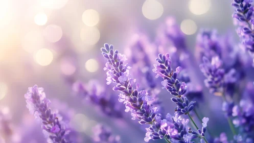 Lavender Flower Field with Bokeh Optical Defocusing Effects.