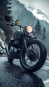 Midnight cafe racer waits for storms to clear the summit road