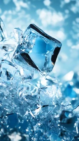 Macro study of refractive ice cubes with shallow depth of field