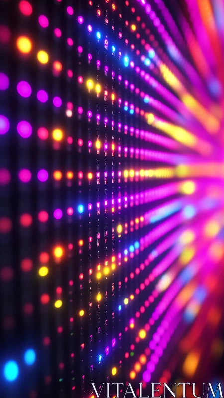 Oblique macro array of RGB LED diodes in dynamic emission field.