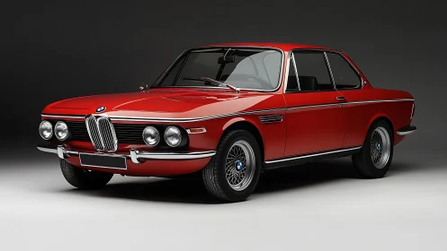Classic red BMW coupe glowing with timeless driving charm.