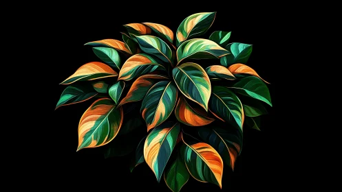 Chromatic foliage topology rendered in digital leaf vectors.