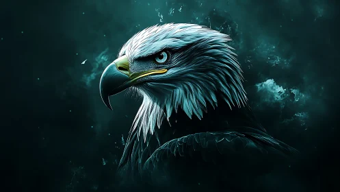 Majestic Bald Eagle Portrait in Dramatic Digital Art Style.