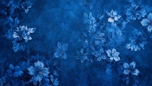 Blue Floral Pattern on Textured Background