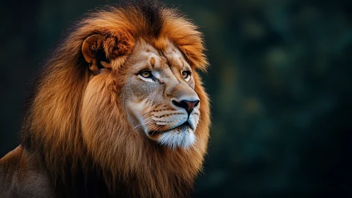 Photorealistic lion portrait with dramatic rim lighting.