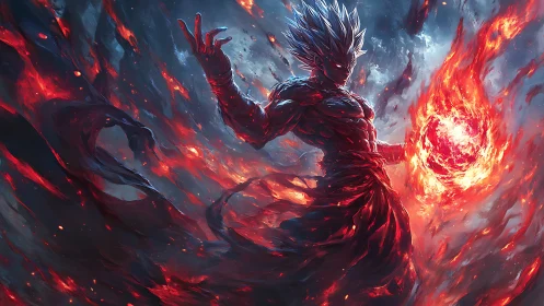 Volumetric fire mage channels turbulent plasma energy sphere