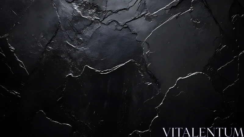 Macro study of fractured black slate with specular microglow.