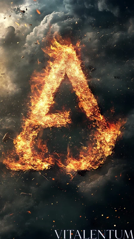 Fiery Letter A Engulfed in Cosmic Explosion and Smoke