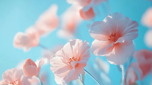 Sunlit Coral Blooms Against Turquoise Sky