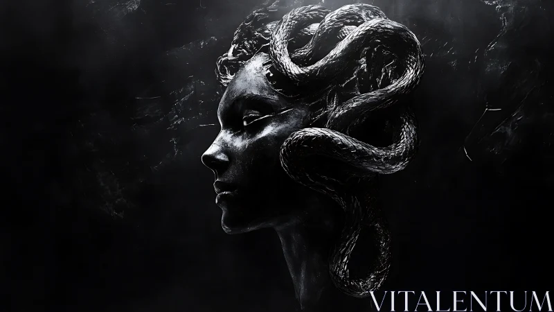 Serpents of Silence Crown a Shadowed Medusa Dreamscape.