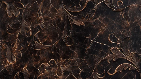Ornate copper florals embossed on dark marbled surface.