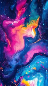 Nebular fluid dynamics rendered in high-saturation pigment gradients