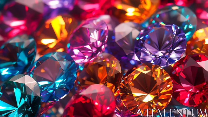 Lustrous multicolored gemstones glitter in vibrant close-up