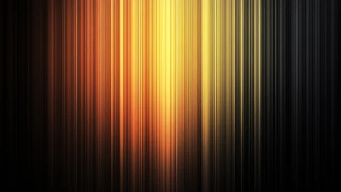 Vertical Light Streaks Abstract Art in Warm Gold and Black Tones.