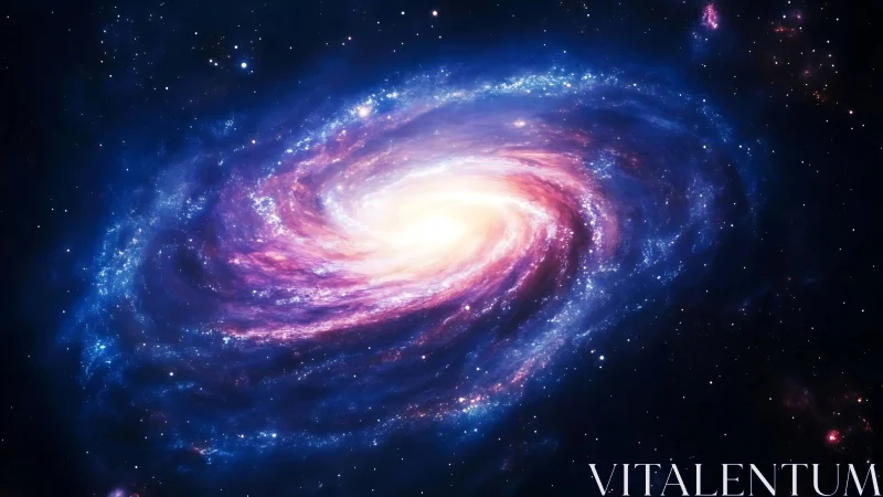 Spiral galaxy vortex rendered as luminous digital nebulae.