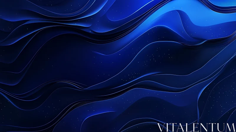 Layered cobalt waveforms with luminescent starfield gradients