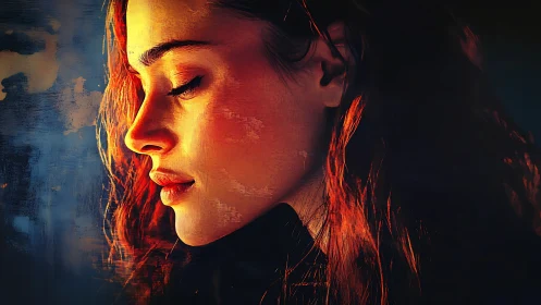 Embers of quiet thought on a softly burning profile portrait.