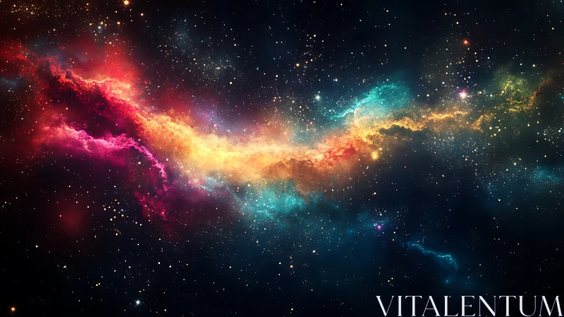 Glow of a rainbow nebula drifting quietly through space.