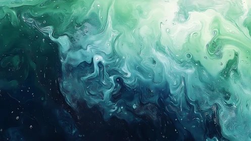 Swirling teal and navy liquid textures evoke an oceanic dreamscape.