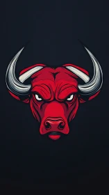 Red bull head logo on dark background with curved horns.