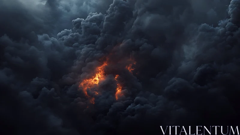 Dense black storm clouds with central fiery light core.