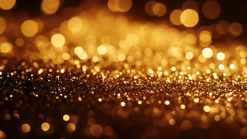 Shimmering Gold Glitter Abstract Background with Bokeh Effect.
