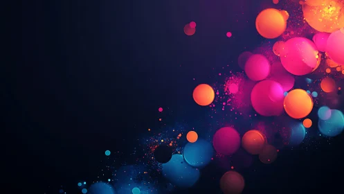 Multicolored circular forms on dark gradient background.