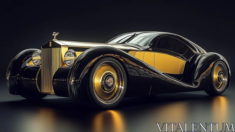 Midnight gold luxury coupe in sleek 3D render.