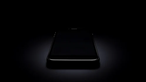 Modern Smartphone with Illuminated Frame, Dark Backdrop.