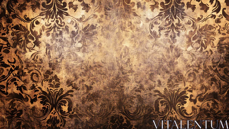 Aged baroque damask texture with distressed tonal gradients.