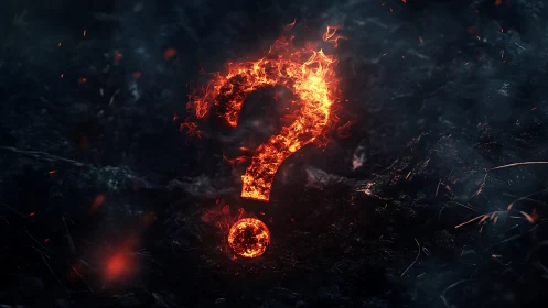 Glowing Question Mark: Curiosity Ignited in Darkness.