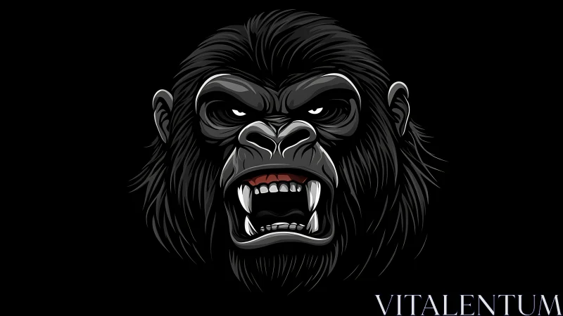 Aggressive gorilla head rendered in high-contrast vector style
