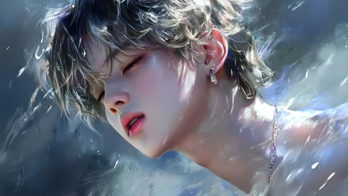 Androgynous portrait uses luminous rim lighting and soft bokeh depth