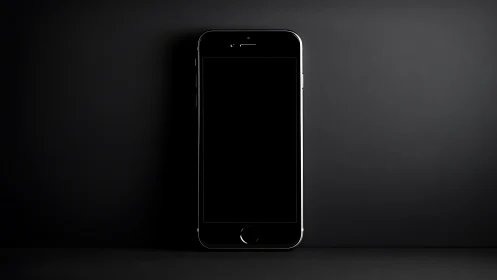 Modern Smartphone on Dark Surface Against Black Background.