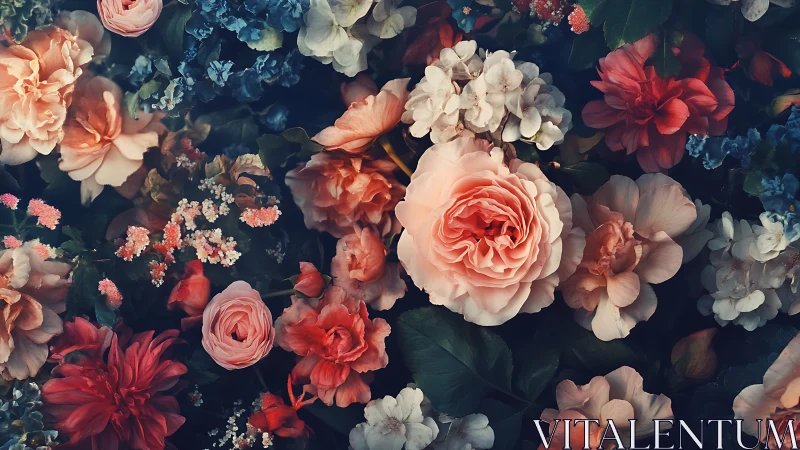 Layered Garden Dreams: Roses, Dahlias, and Soft Blooms Unite.