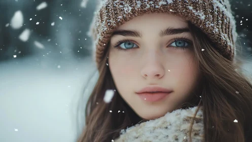 Soft winter portrait captures quiet beauty in falling snow