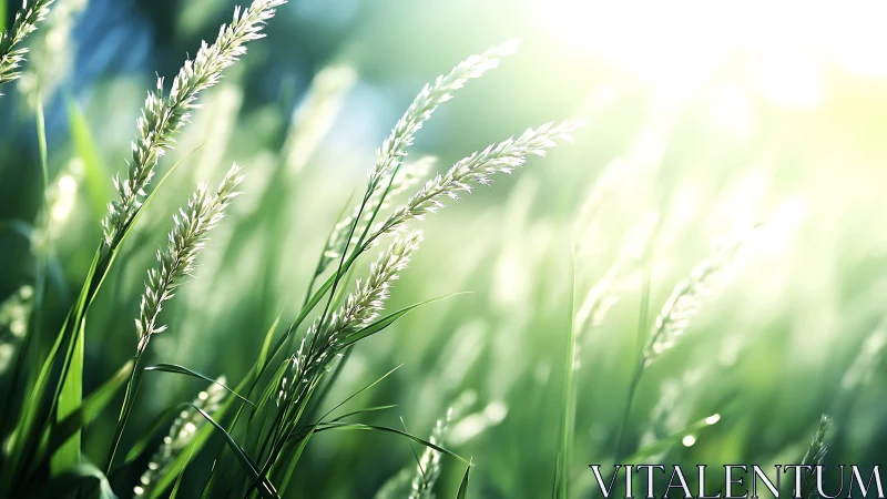 Sunlit meadow reeds whisper in a glowing green hush.