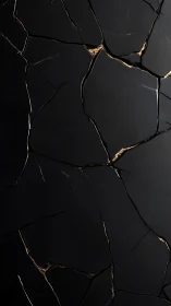 Cracked matte black surface exposes fine metallic substructure