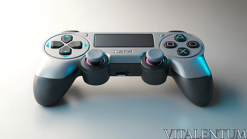 Silver Nexus: Futuristic Gaming Controller with Cyan Accents.