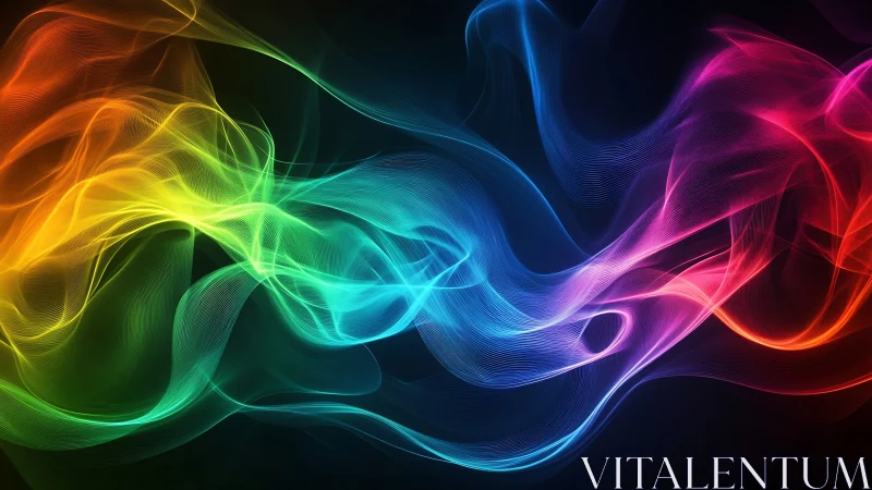 Glowing rainbow wisps drifting through a deep night sky.