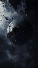 Massive dark spherical space station in deep space