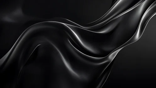 3D metallic draped surface with flowing monochrome folds.