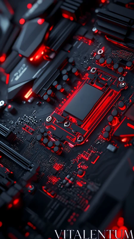 High-performance motherboard glows with red LED circuitry.
