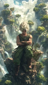 Storm-haired wanderer above the thunderfall jungle hush.