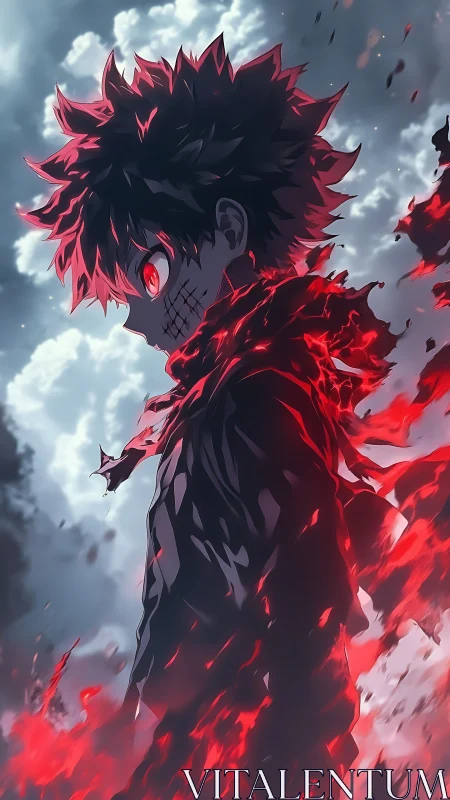 Crimson storm coils around the lone ember eyed antihero