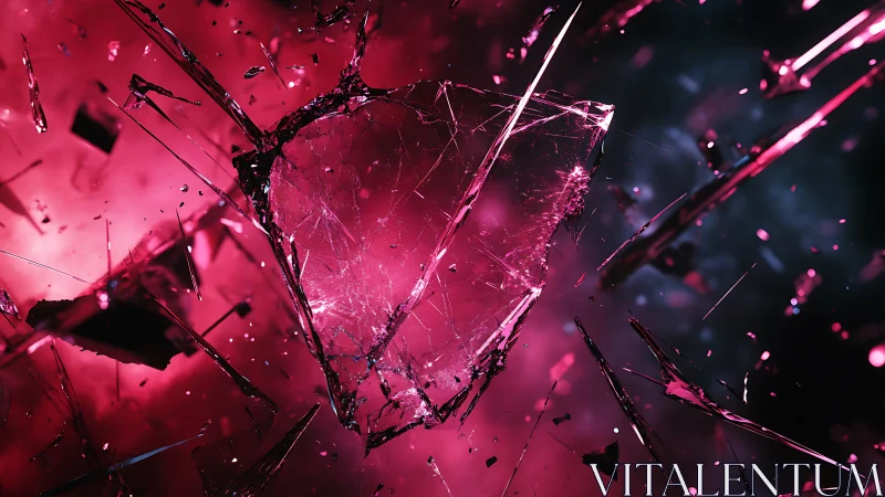 Shattered glass explodes in neon pink and electric shadows