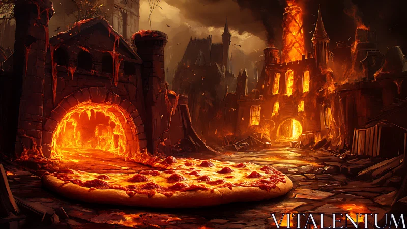 Medieval Castle Destruction with Molten Eruption and Architectural Fire