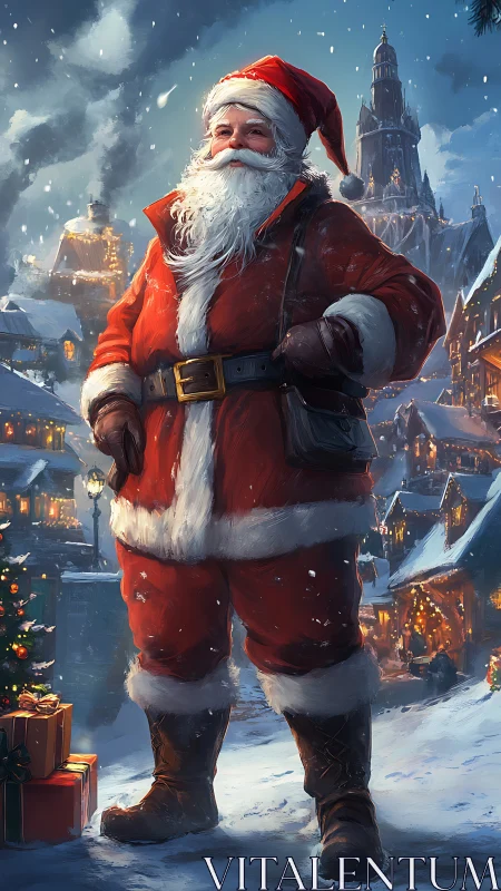 Jolly Santa Claus bringing cozy Christmas cheer tonight.