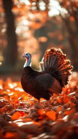 Autumn monarch turkey struts through a fiery leaf kingdom.