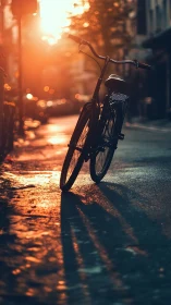 Bicycle Bathed in Golden Sunset Light.